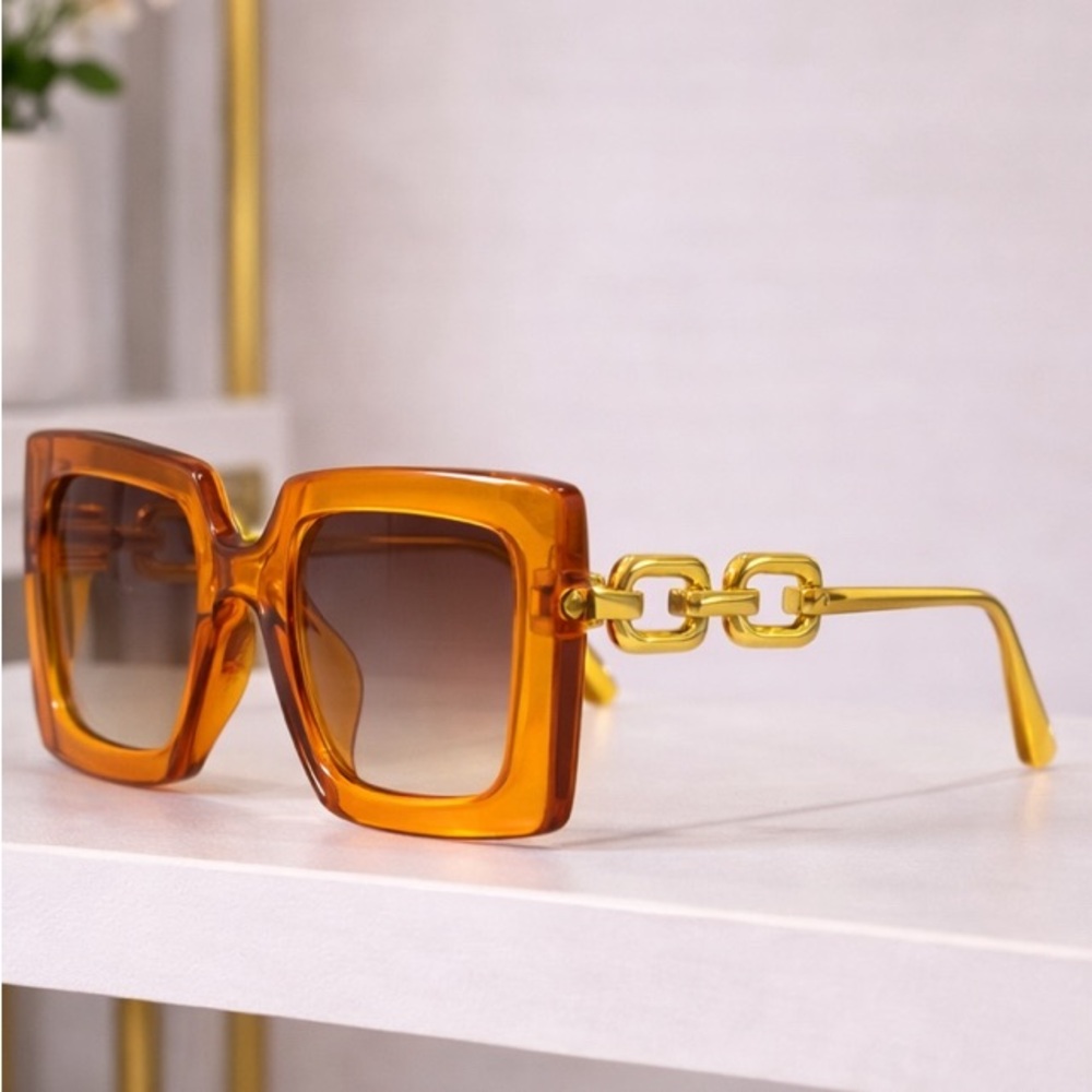 Chic Amber Sunglasses with Gold Accents
